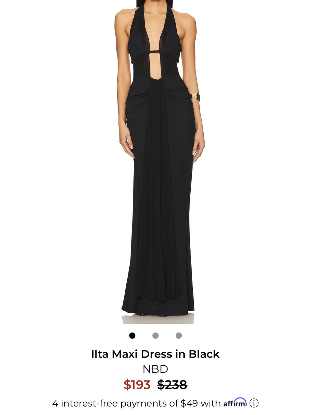 NBD Black Halter Maxi Dress with Front Cutout